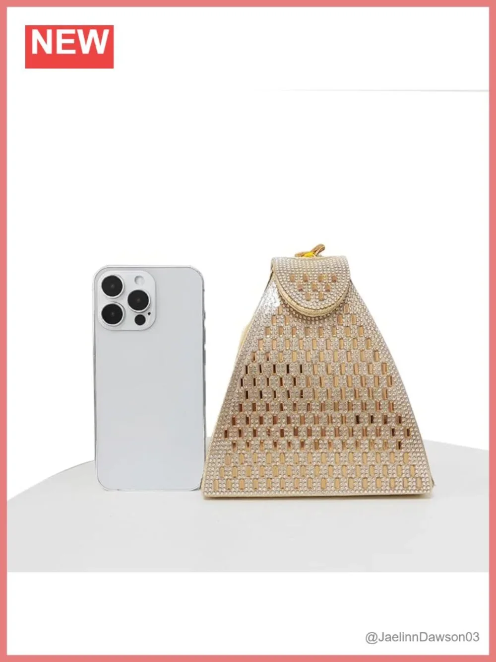 Rhinestone Evening Clutch Bag Pyramid Shape Party Cocktail Engagement Night